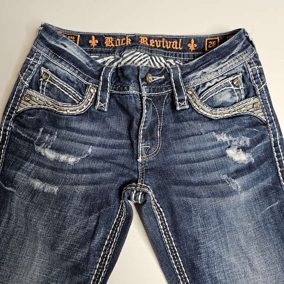 Rock Revival Women's Ellar Blue Slim Boot Cut Jeans - Size 26. - Picture 4 of 16